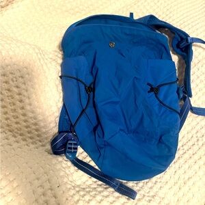 Blue back pack with linen bag for inside